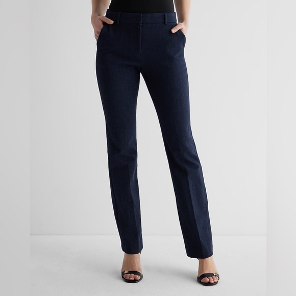 Express Editor Mid Rise Bootcut Pant 6S Heather Blue - Picture 1 of 5